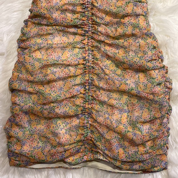 Zara Floral Summer Mini Ruched Fitted Dress Size Small NWOT - Picture 3 of 5